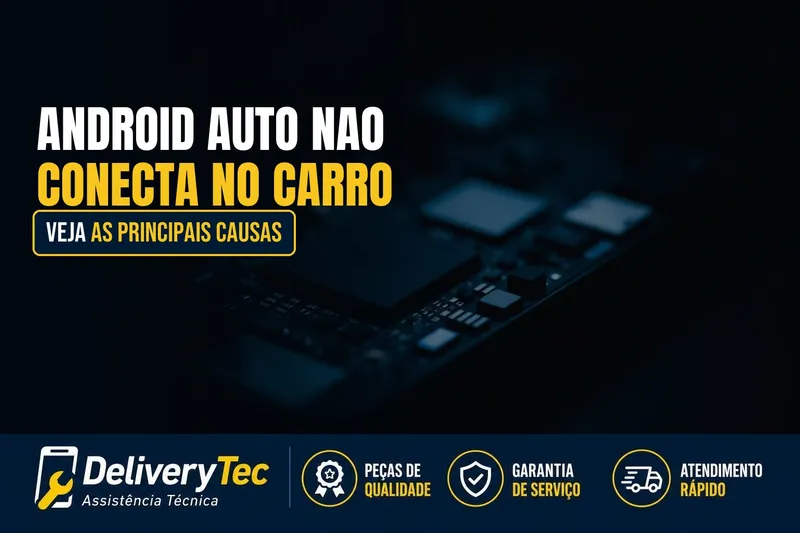 Android Auto Não Conecta no Carro? Veja as Principais Causas — ilustração do artigo da Delivery Tec, assistência técnica de celular em São José do Rio Preto