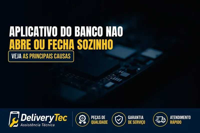 Aplicativo do Banco Não Abre ou Fecha Sozinho? Veja as Principais Causas — ilustração do artigo da Delivery Tec, assistência técnica de celular em São José do Rio Preto