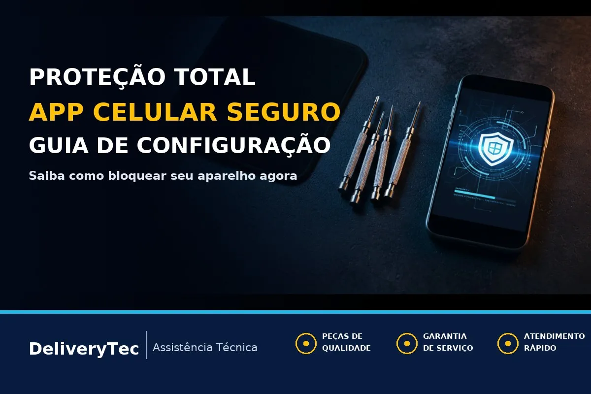 App Celular Seguro: Como Cadastrar e Bloquear o Aparelho em Caso de Roubo — ilustração do artigo da Delivery Tec, assistência técnica de celular em São José do Rio Preto