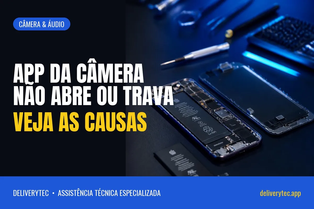 App da Câmera Não Abre ou Trava? Veja as Causas — ilustração do artigo da Delivery Tec, assistência técnica de celular em São José do Rio Preto