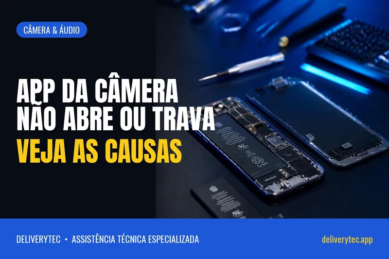 App da Câmera Não Abre ou Trava? Veja as Causas — ilustração do artigo da Delivery Tec, assistência técnica de celular em São José do Rio Preto