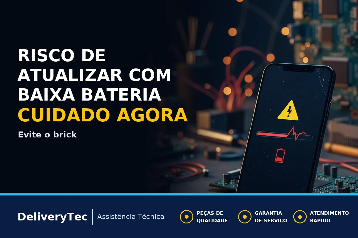 Atualizar o Celular com Pouca Bateria? Saiba por que Ele Pode 'Morrer' — ilustração do artigo da Delivery Tec, assistência técnica de celular em São José do Rio Preto