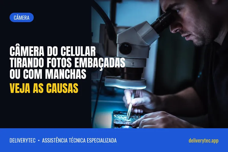 Câmera do Celular Tirando Fotos Embaçadas ou com Manchas? Veja as Causas — ilustração do artigo da Delivery Tec, assistência técnica de celular em São José do Rio Preto