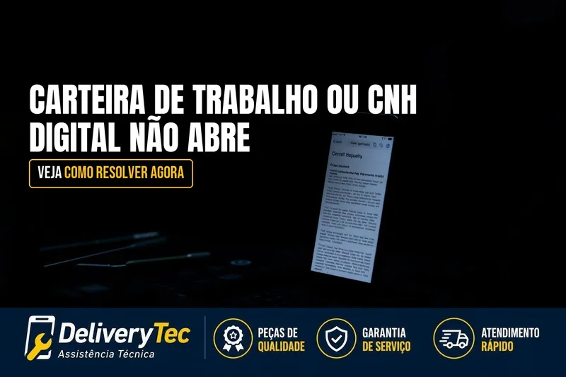 Carteira de Trabalho Digital ou CNH Digital Não Abre? Veja Como Resolver — ilustração do artigo da Delivery Tec, assistência técnica de celular em São José do Rio Preto