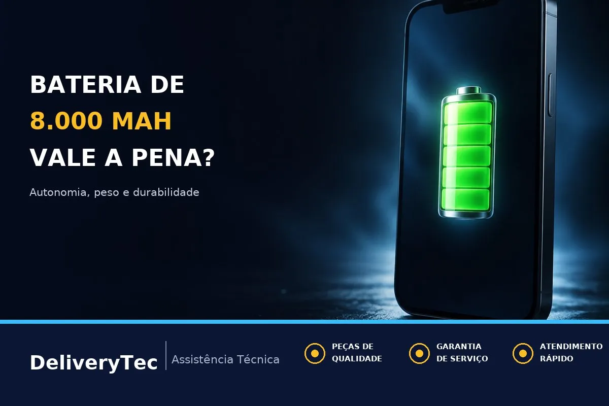 Celular com Bateria de 8.000 mAh: Vale a Pena e o que Muda na Durabilidade — ilustração do artigo da Delivery Tec, assistência técnica de celular em São José do Rio Preto