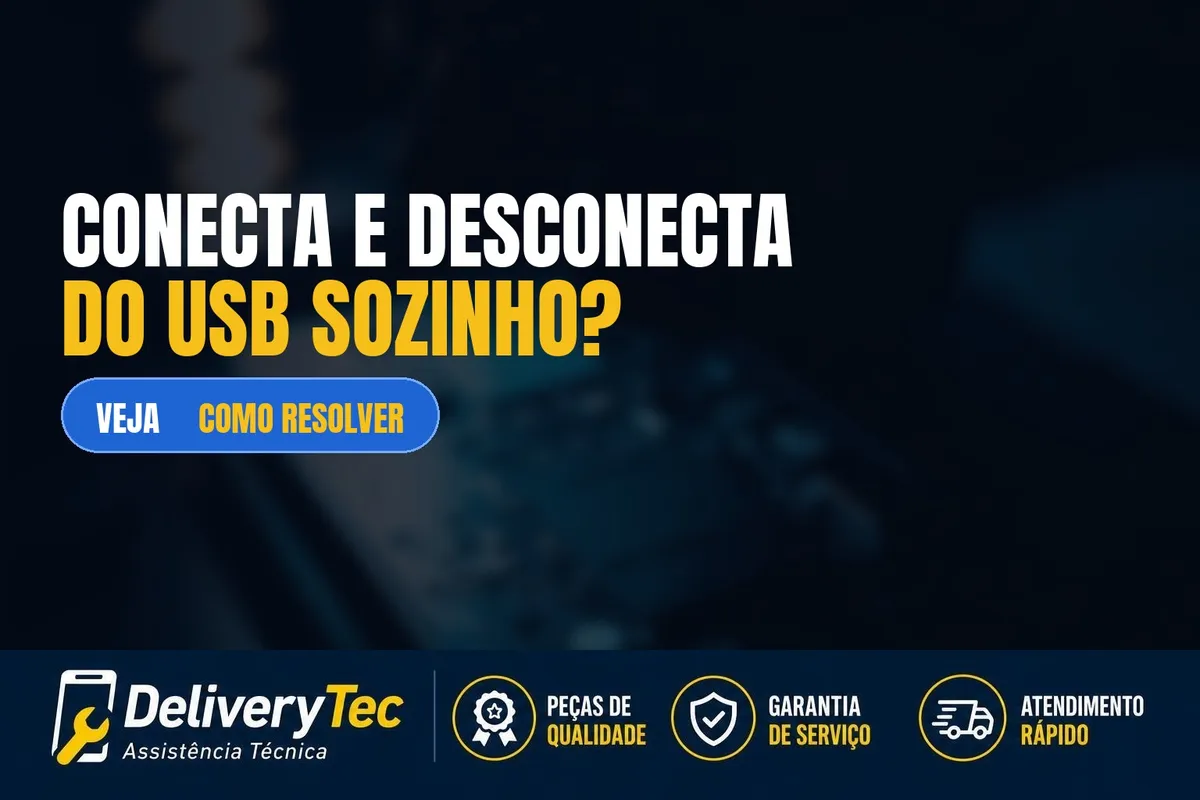 Celular conecta e desconecta do USB sozinho? Veja as principais causas e como resolver — ilustração do artigo da Delivery Tec, assistência técnica de celular em São José do Rio Preto