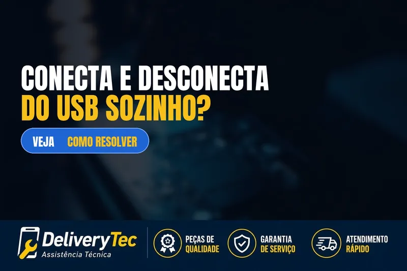 Celular conecta e desconecta do USB sozinho? Veja as principais causas e como resolver — ilustração do artigo da Delivery Tec, assistência técnica de celular em São José do Rio Preto