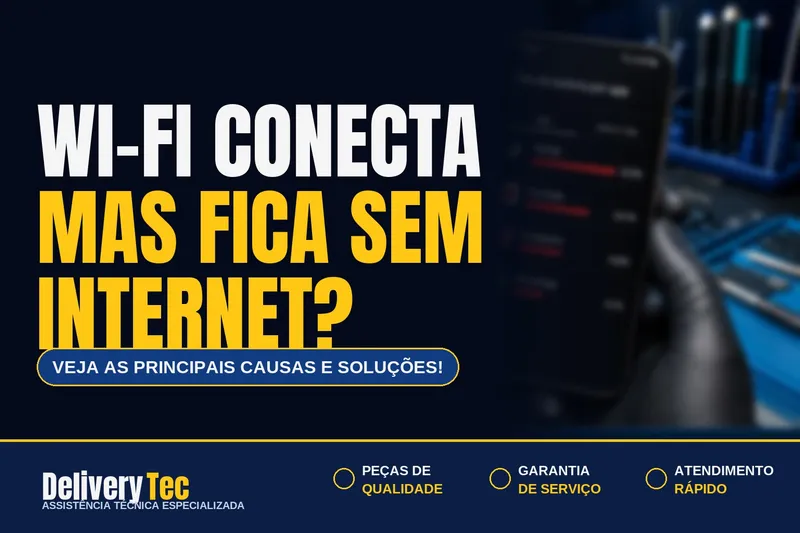 Celular conecta no Wi-Fi, mas fica sem internet? Veja as principais causas — ilustração do artigo da Delivery Tec, assistência técnica de celular em São José do Rio Preto
