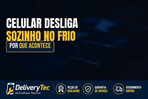 Celular desliga sozinho no frio? Veja por que isso acontece — ilustração do artigo da Delivery Tec, assistência técnica de celular em São José do Rio Preto