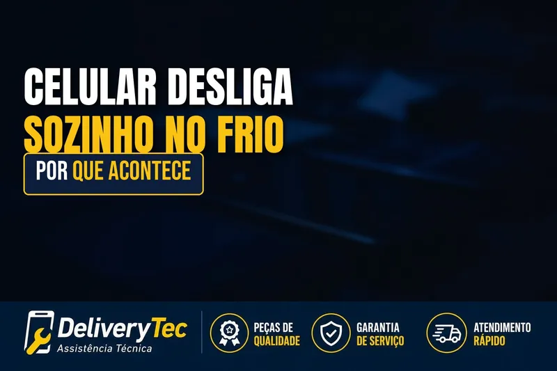 Celular desliga sozinho no frio? Veja por que isso acontece — ilustração do artigo da Delivery Tec, assistência técnica de celular em São José do Rio Preto