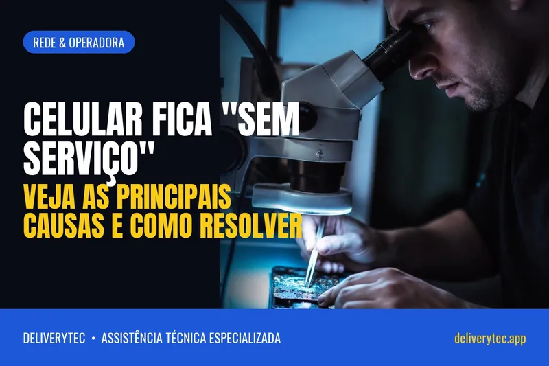 Celular fica "Sem serviço"? Veja as principais causas e como resolver — ilustração do artigo da Delivery Tec, assistência técnica de celular em São José do Rio Preto