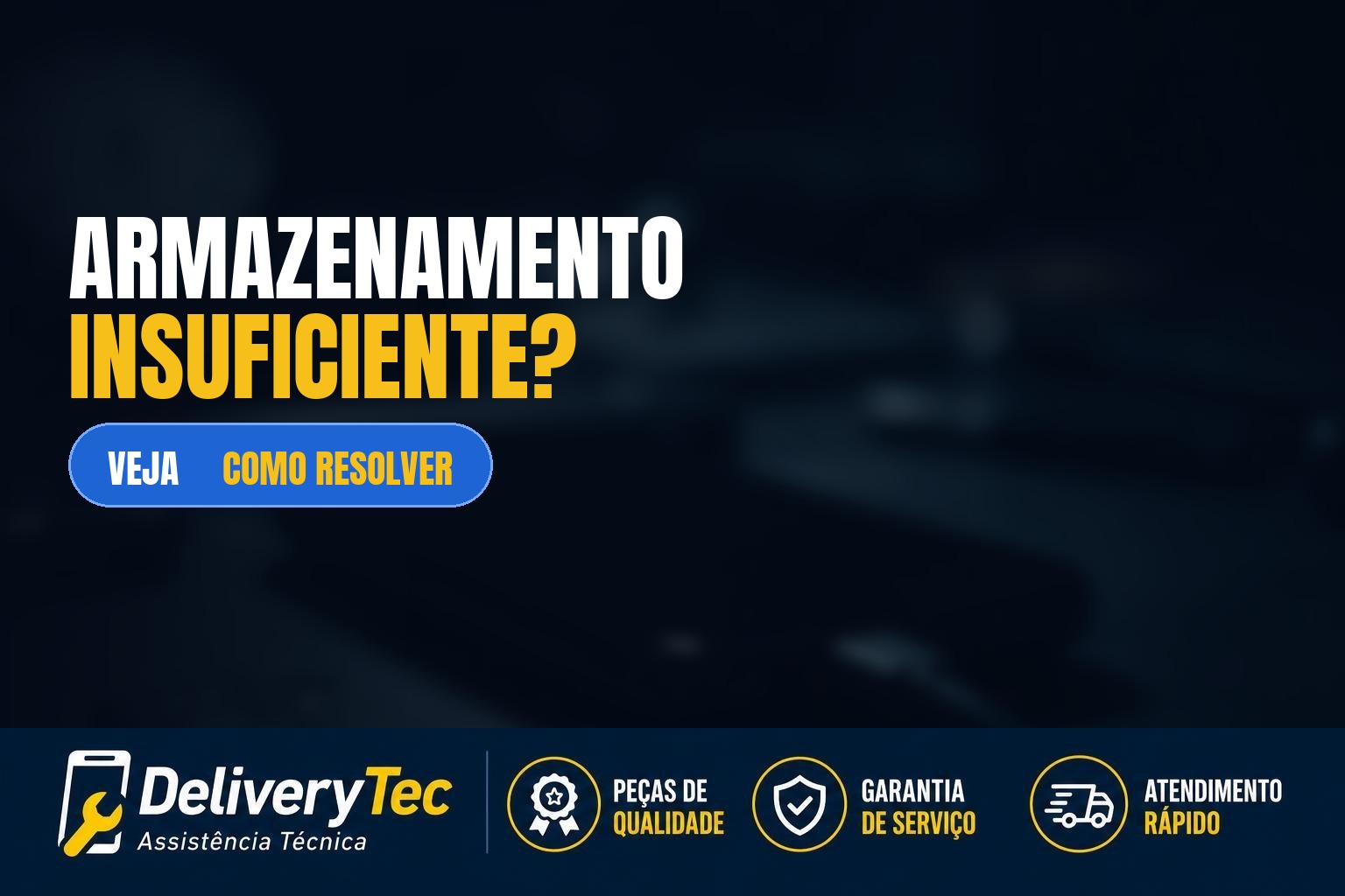 Celular mostra "Armazenamento insuficiente" mesmo com espaço? Veja como resolver — ilustração do artigo da Delivery Tec, assistência técnica de celular em São José do Rio Preto
