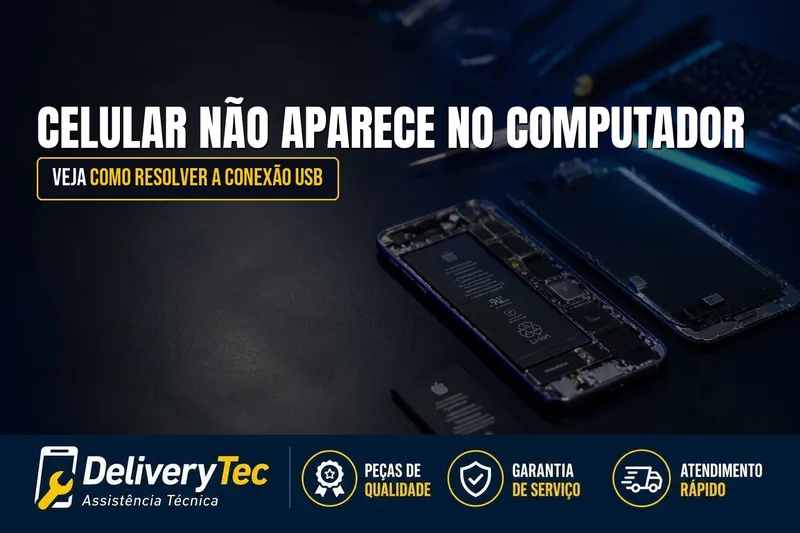 Celular não aparece no computador? Veja como resolver — ilustração do artigo da Delivery Tec, assistência técnica de celular em São José do Rio Preto