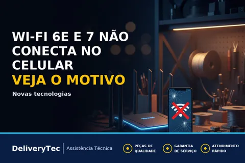 Celular não Conecta no Wi-Fi 6E ou 7? Entenda as Novas Frequências — ilustração do artigo da Delivery Tec, assistência técnica de celular em São José do Rio Preto