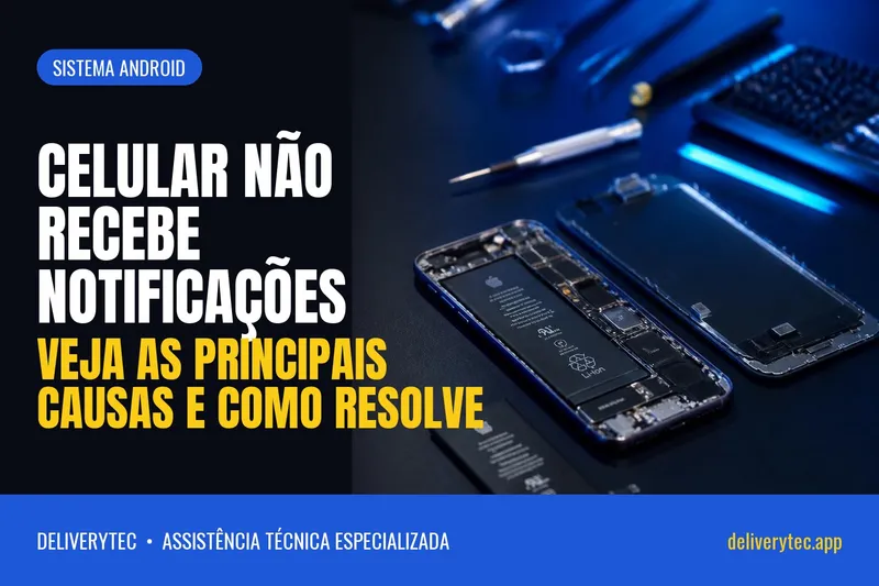 Celular não recebe notificações? Veja as principais causas e como resolve — ilustração do artigo da Delivery Tec, assistência técnica de celular em São José do Rio Preto