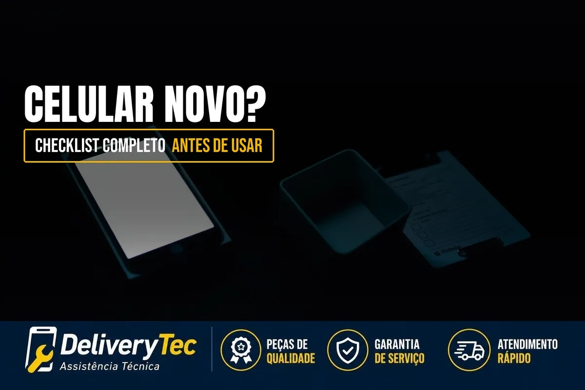 Celular Novo? Veja o Checklist Completo Antes de Começar a Usar — ilustração do artigo da Delivery Tec, assistência técnica de celular em São José do Rio Preto