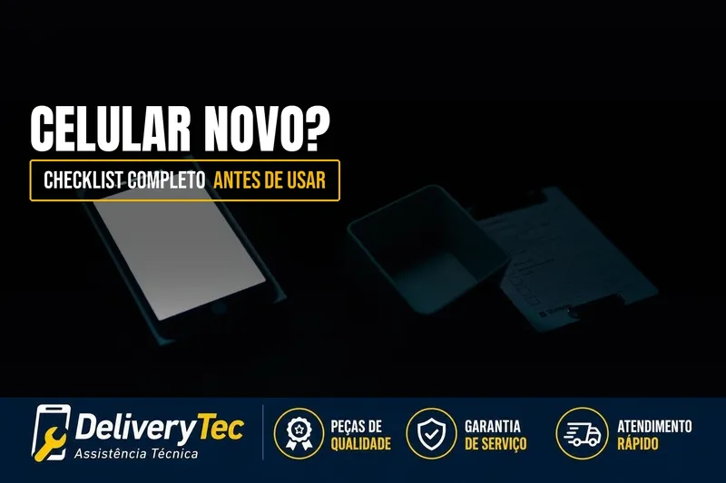 Celular Novo? Veja o Checklist Completo Antes de Começar a Usar — ilustração do artigo da Delivery Tec, assistência técnica de celular em São José do Rio Preto