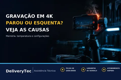 Celular Para de Gravar Vídeo em 4K ou Esquenta? Veja as Causas — ilustração do artigo da Delivery Tec, assistência técnica de celular em São José do Rio Preto