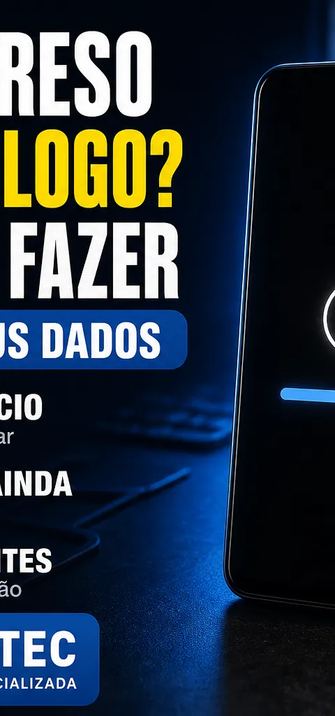 Celular Preso na Tela de Logo? Veja o que Fazer sem Perder seus Dados — ilustração do artigo da Delivery Tec, assistência técnica de celular em São José do Rio Preto