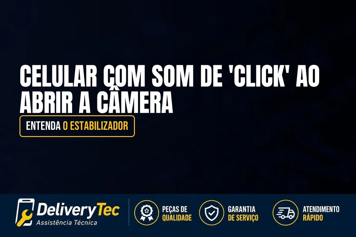 Celular com Som de 'Click' ao Abrir a Câmera? Entenda o Estabilizador — ilustração do artigo da Delivery Tec, assistência técnica de celular em São José do Rio Preto