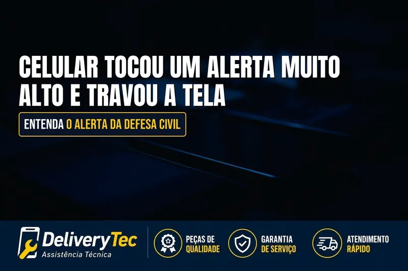Celular Tocou um Alerta Muito Alto e Travou a Tela Sozinho? Entenda o Alerta da Defesa Civil — ilustração do artigo da Delivery Tec, assistência técnica de celular em São José do Rio Preto