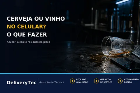 Cerveja, Vinho ou Bebida Alcoólica no Celular: O que Fazer — ilustração do artigo da Delivery Tec, assistência técnica de celular em São José do Rio Preto