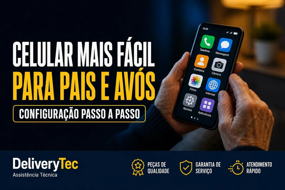 Como Configurar o Celular para Facilitar o Uso de Pais e Avós — ilustração do artigo da Delivery Tec, assistência técnica de celular em São José do Rio Preto