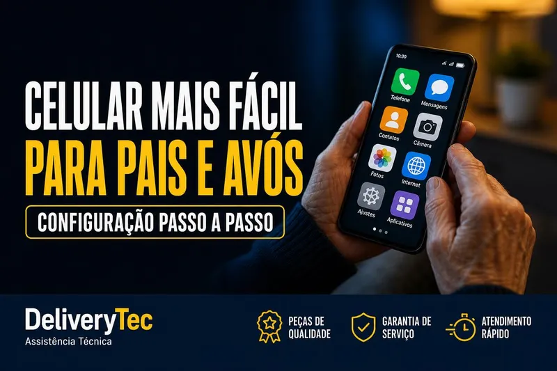 Como Configurar o Celular para Facilitar o Uso de Pais e Avós — ilustração do artigo da Delivery Tec, assistência técnica de celular em São José do Rio Preto