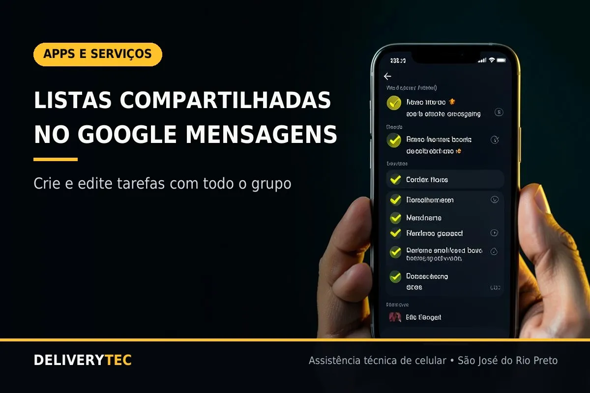Como Criar Listas Compartilhadas Direto no Google Mensagens — ilustração do artigo da Delivery Tec, assistência técnica de celular em São José do Rio Preto