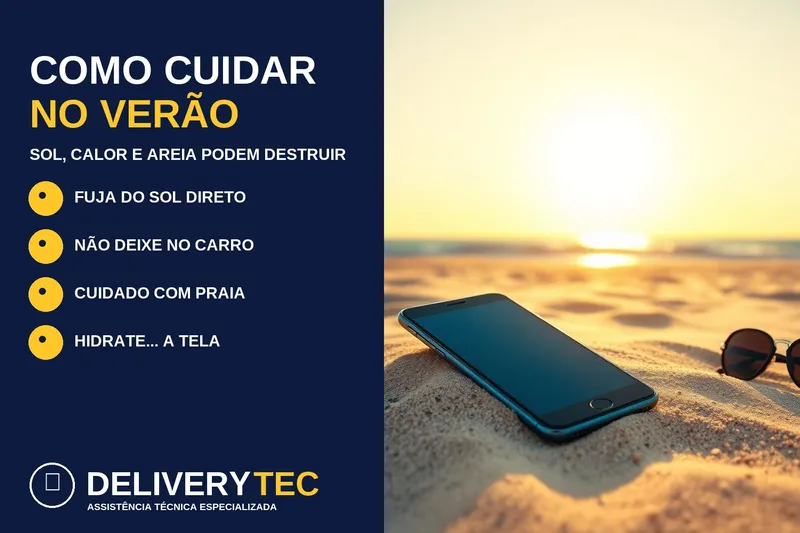 Como cuidar do celular no verão — ilustração do artigo da Delivery Tec, assistência técnica de celular em São José do Rio Preto