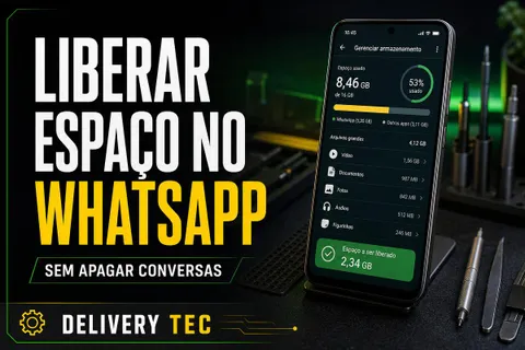 Como Liberar Espaço no WhatsApp sem Apagar Conversas — ilustração do artigo da Delivery Tec, assistência técnica de celular em São José do Rio Preto