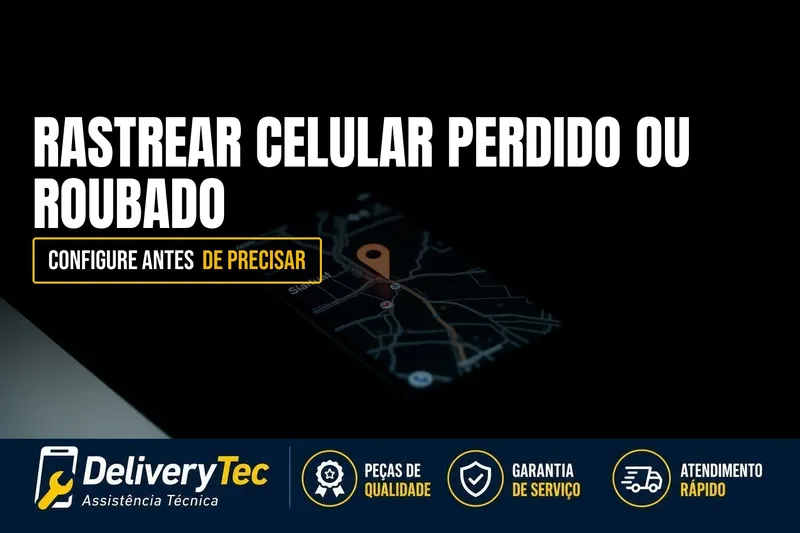 Como Rastrear seu Celular se Ele for Perdido ou Roubado? Configure Antes de Precisar — ilustração do artigo da Delivery Tec, assistência técnica de celular em São José do Rio Preto