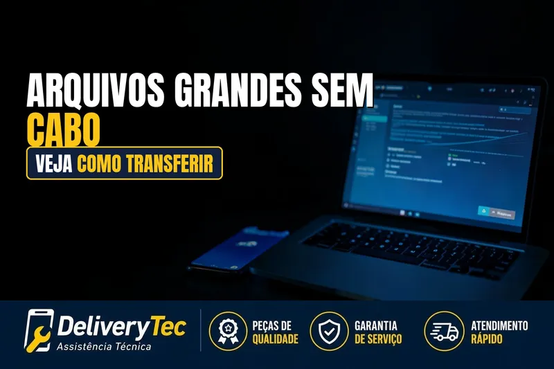 Como Transferir Arquivos Grandes entre Celular e Computador Sem Cabo — ilustração do artigo da Delivery Tec, assistência técnica de celular em São José do Rio Preto
