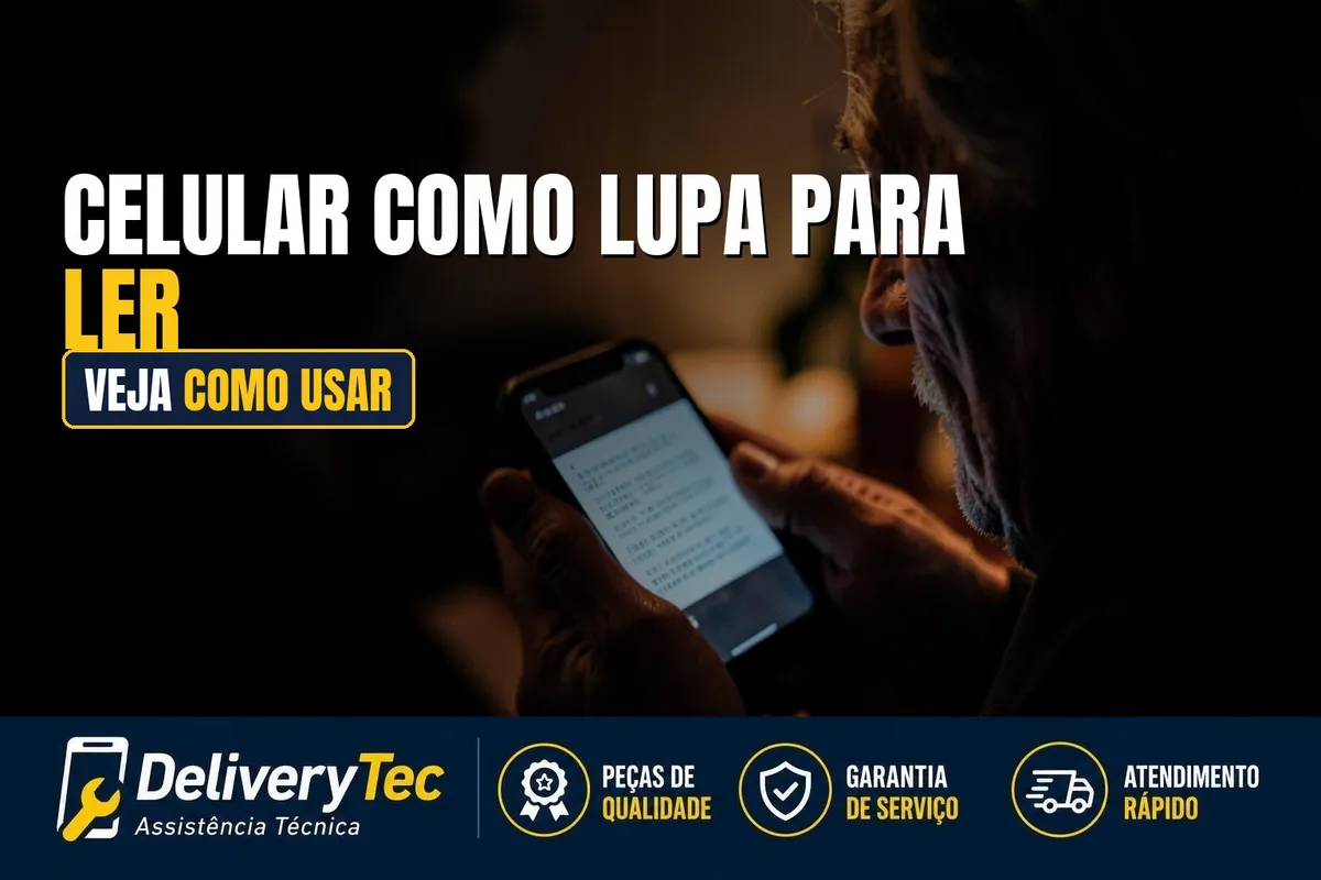 Como Usar o Celular como Lupa para Ler Letras Pequenas — ilustração do artigo da Delivery Tec, assistência técnica de celular em São José do Rio Preto