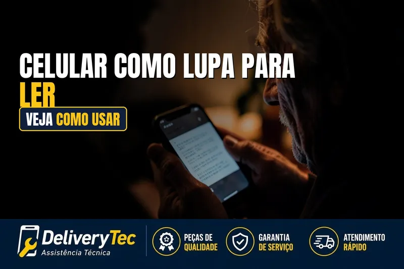 Como Usar o Celular como Lupa para Ler Letras Pequenas — ilustração do artigo da Delivery Tec, assistência técnica de celular em São José do Rio Preto