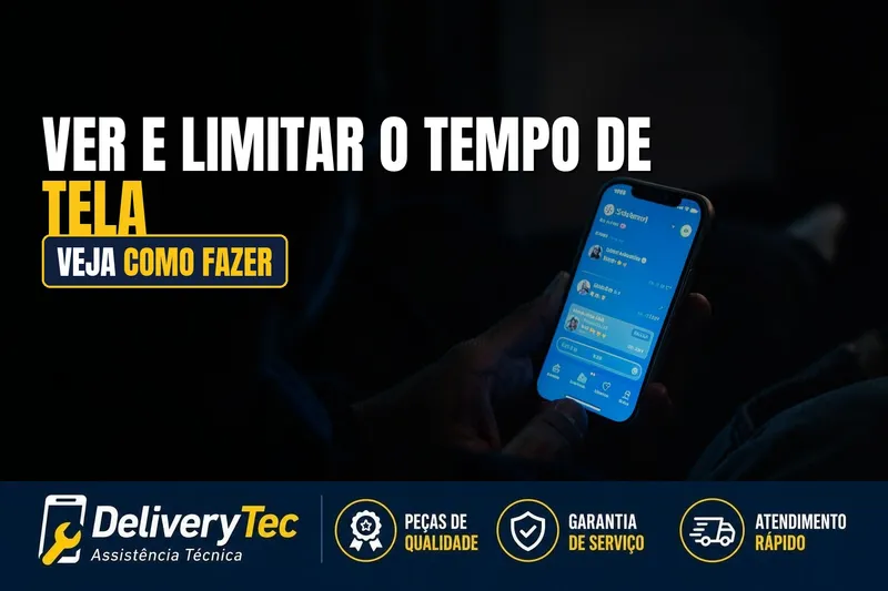 Como Ver e Limitar o Tempo de Tela do Seu Celular — ilustração do artigo da Delivery Tec, assistência técnica de celular em São José do Rio Preto