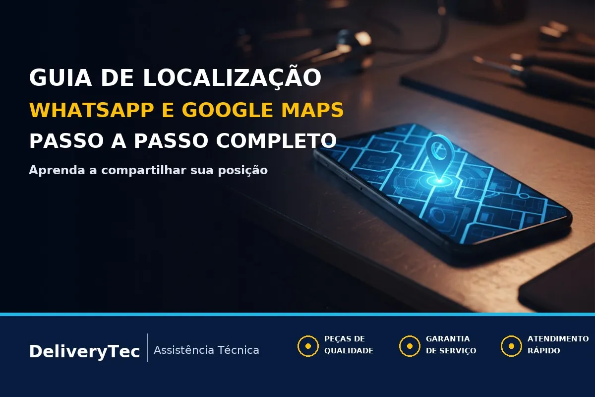 Como Compartilhar a Localização em Tempo Real pelo WhatsApp e Google Maps — ilustração do artigo da Delivery Tec, assistência técnica de celular em São José do Rio Preto
