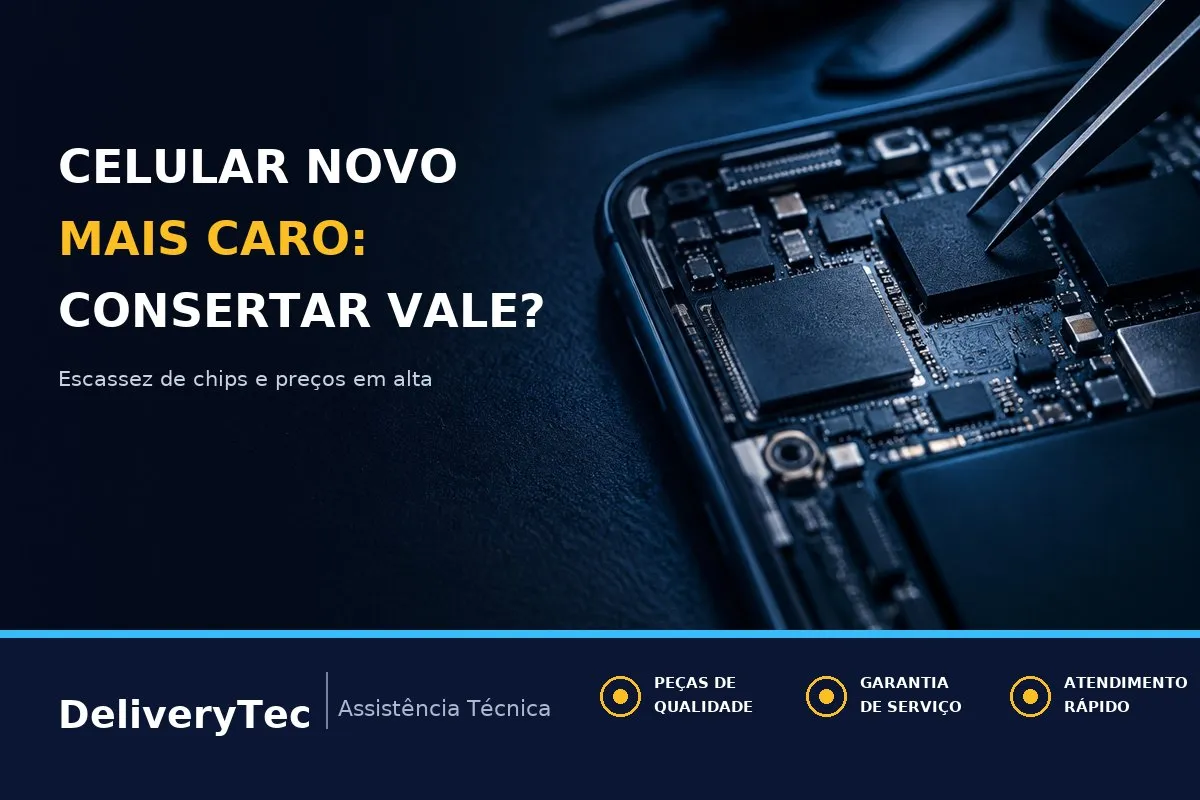 Falta de Memória no Mundo Deixa Celular Mais Caro: Vale Mais Consertar que Trocar — ilustração do artigo da Delivery Tec, assistência técnica de celular em São José do Rio Preto