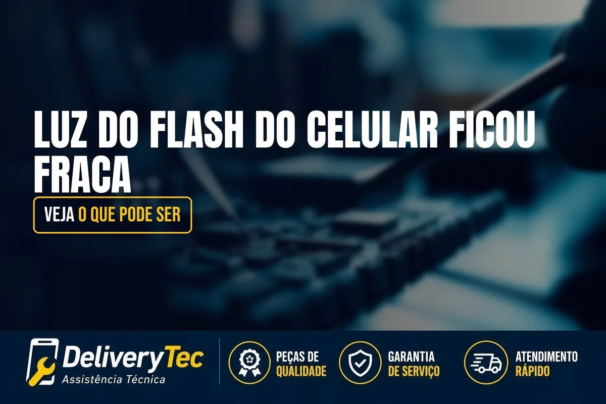 Luz do Flash do Celular Ficou Fraca? Veja o que Pode Ser — ilustração do artigo da Delivery Tec, assistência técnica de celular em São José do Rio Preto