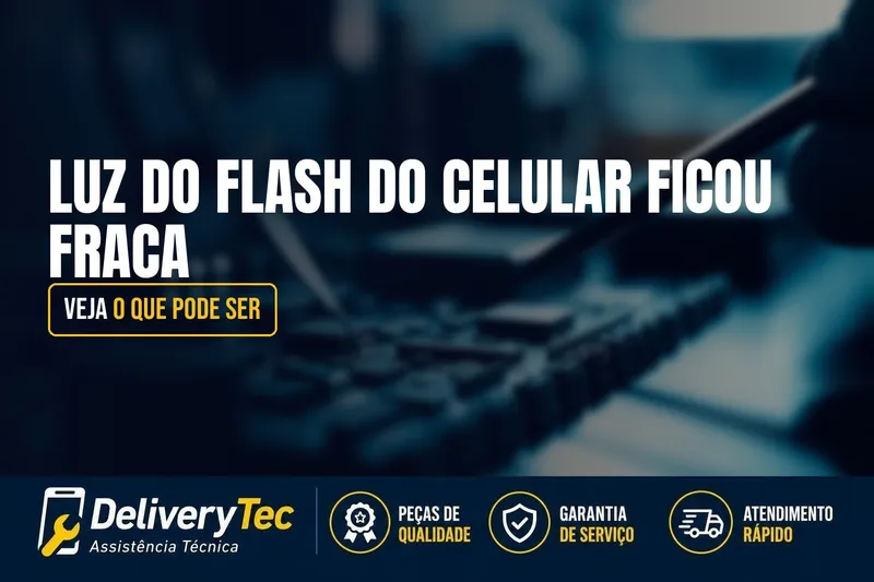 Luz do Flash do Celular Ficou Fraca? Veja o que Pode Ser — ilustração do artigo da Delivery Tec, assistência técnica de celular em São José do Rio Preto