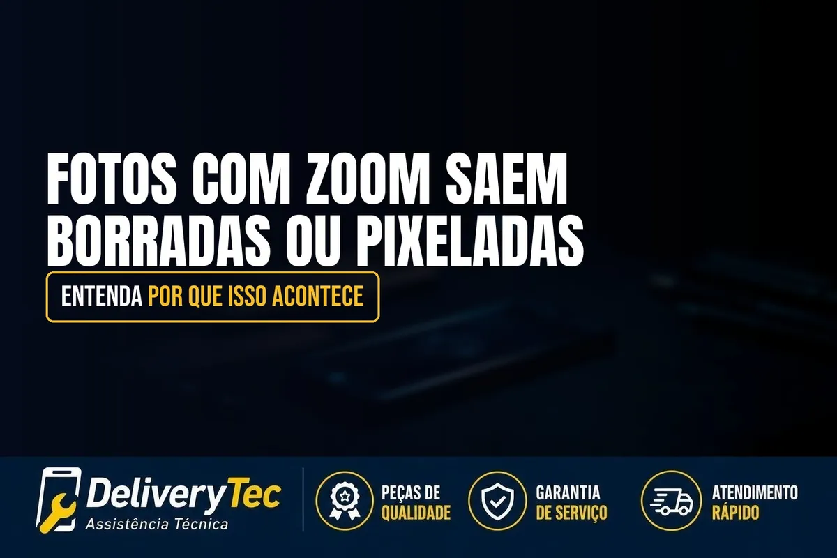 Fotos com Zoom Saem Borradas ou Pixeladas? Entenda por que Isso Acontece — ilustração do artigo da Delivery Tec, assistência técnica de celular em São José do Rio Preto