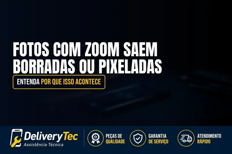 Fotos com Zoom Saem Borradas ou Pixeladas? Entenda por que Isso Acontece — ilustração do artigo da Delivery Tec, assistência técnica de celular em São José do Rio Preto