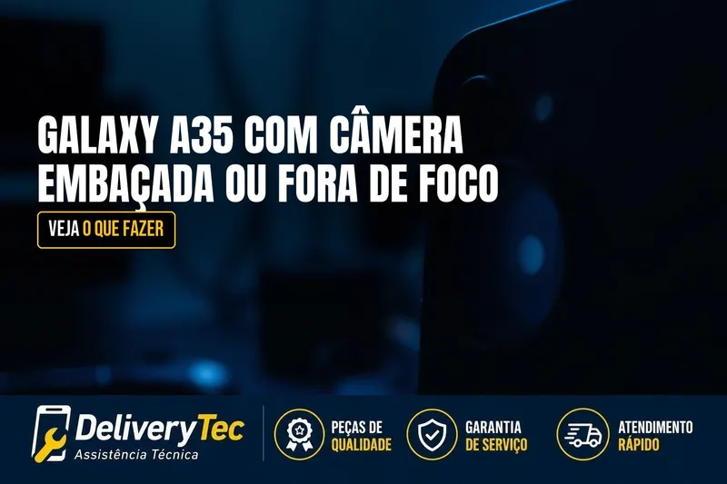 Galaxy A35 com Câmera Embaçada ou Fora de Foco? Veja o que Fazer — ilustração do artigo da Delivery Tec, assistência técnica de celular em São José do Rio Preto