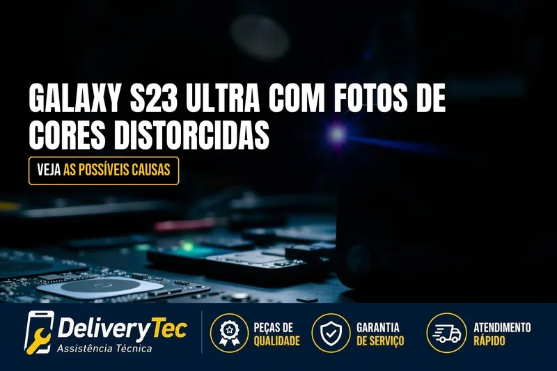 Galaxy S23 Ultra com Fotos de Cores Distorcidas? Veja as Possíveis Causas — ilustração do artigo da Delivery Tec, assistência técnica de celular em São José do Rio Preto