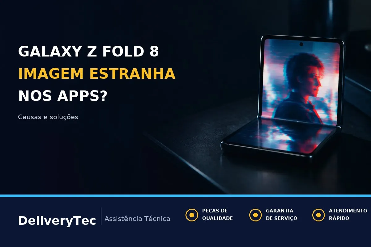 Galaxy Z Fold 8 com Imagem Estranha no YouTube e em Apps? Veja o que Fazer — ilustração do artigo da Delivery Tec, assistência técnica de celular em São José do Rio Preto