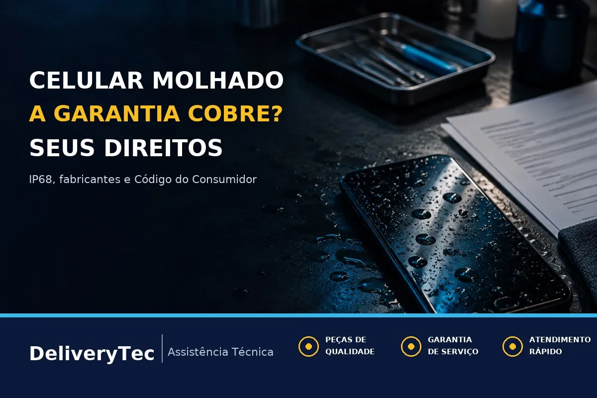 Garantia Cobre Celular Molhado? Entenda Seus Direitos Mesmo com IP68 — ilustração do artigo da Delivery Tec, assistência técnica de celular em São José do Rio Preto