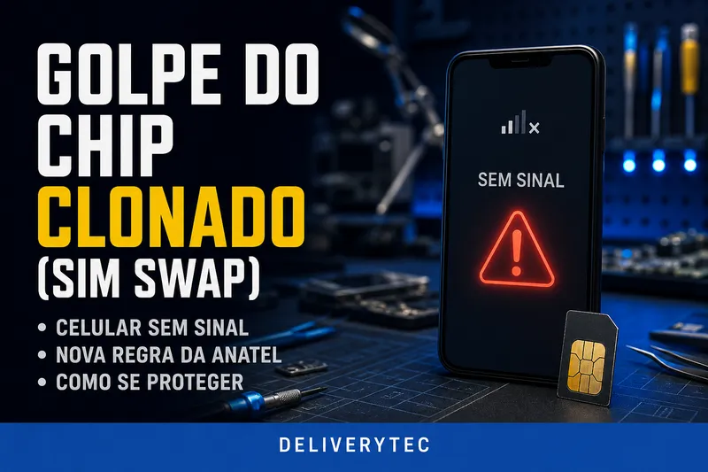Golpe do Chip Clonado (SIM Swap): o que Mudou com a Nova Regra da Anatel — ilustração do artigo da Delivery Tec, assistência técnica de celular em São José do Rio Preto