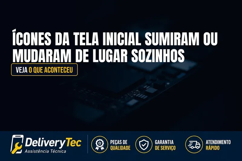 Ícones da Tela Inicial Sumiram ou Mudaram de Lugar Sozinhos? Veja o que Aconteceu — ilustração do artigo da Delivery Tec, assistência técnica de celular em São José do Rio Preto