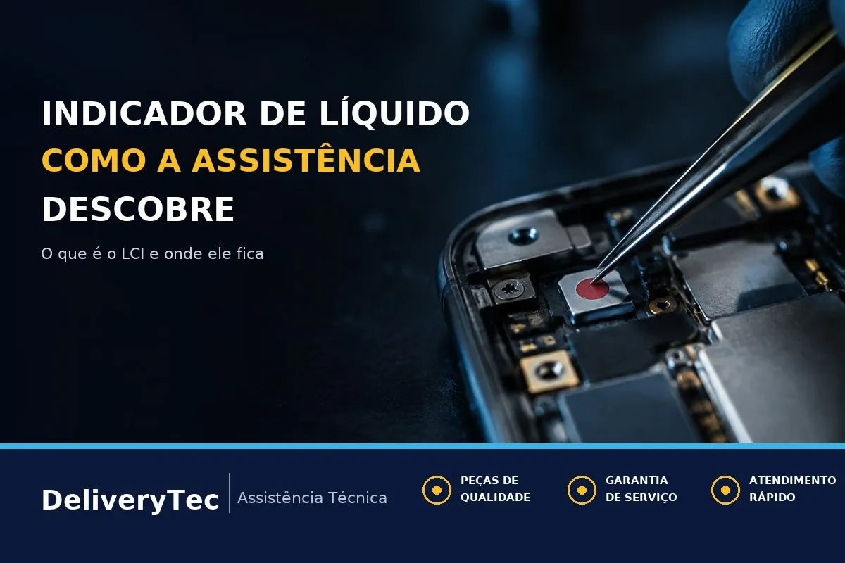 Indicador de Contato com Líquido: Como a Assistência Sabe que o Celular Molhou — ilustração do artigo da Delivery Tec, assistência técnica de celular em São José do Rio Preto