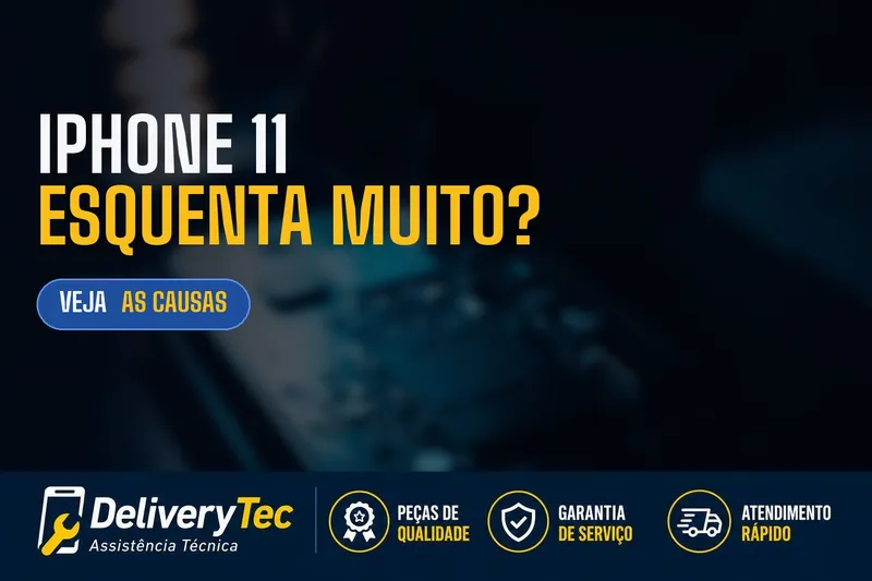 iPhone 11 esquenta muito? Descubra as principais causas e como resolver — ilustração do artigo da Delivery Tec, assistência técnica de celular em São José do Rio Preto
